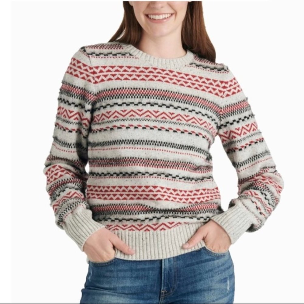 Lucky Brand Stripe Wool Blend Fair Isle Sweater Slim fit Women's size XL